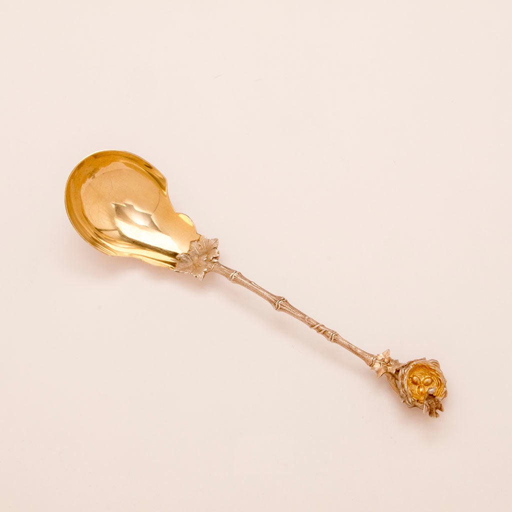 Gorham "Bird's Nest" Antique Sterling Silver Berry Spoon, Providence, RI, c. 1870