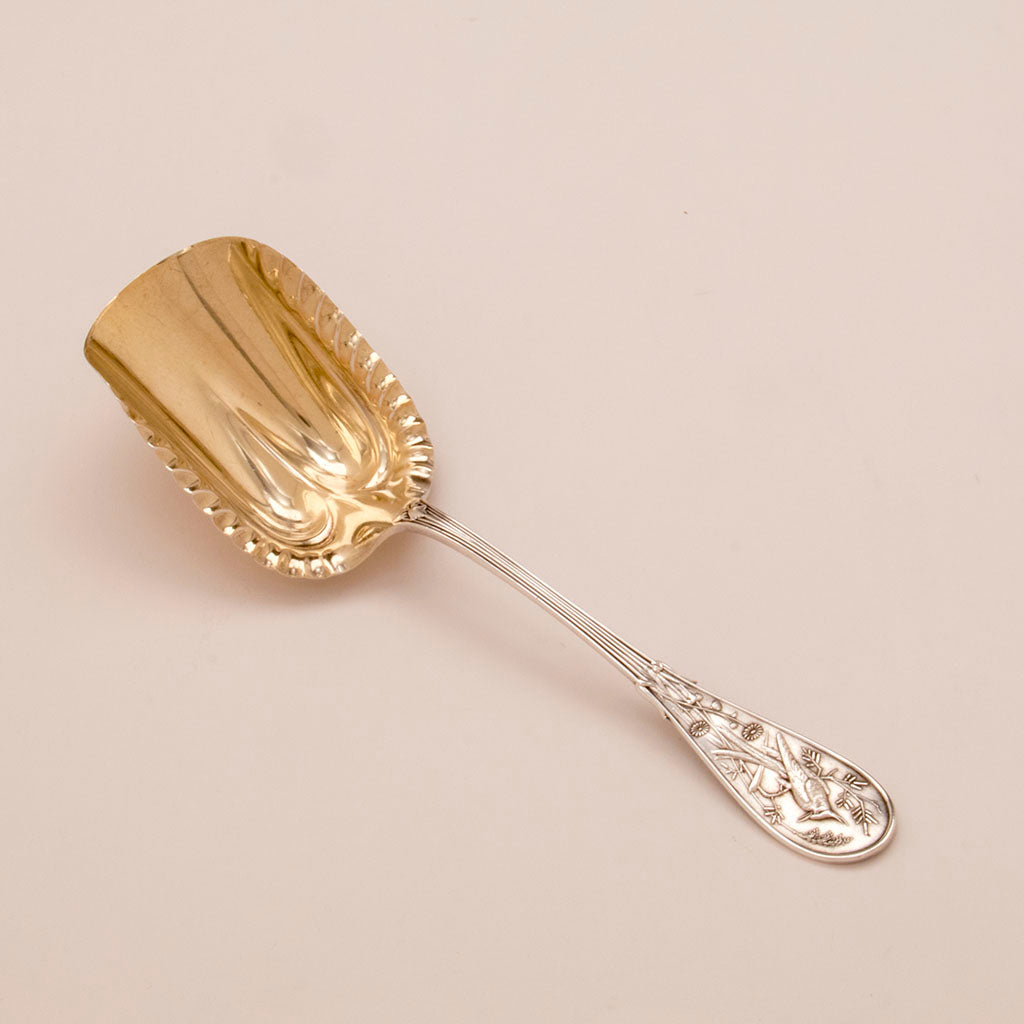 Tiffany and Co Antique sterling Silver Japanese Pattern Berry Scoop, NYC, c. 1871