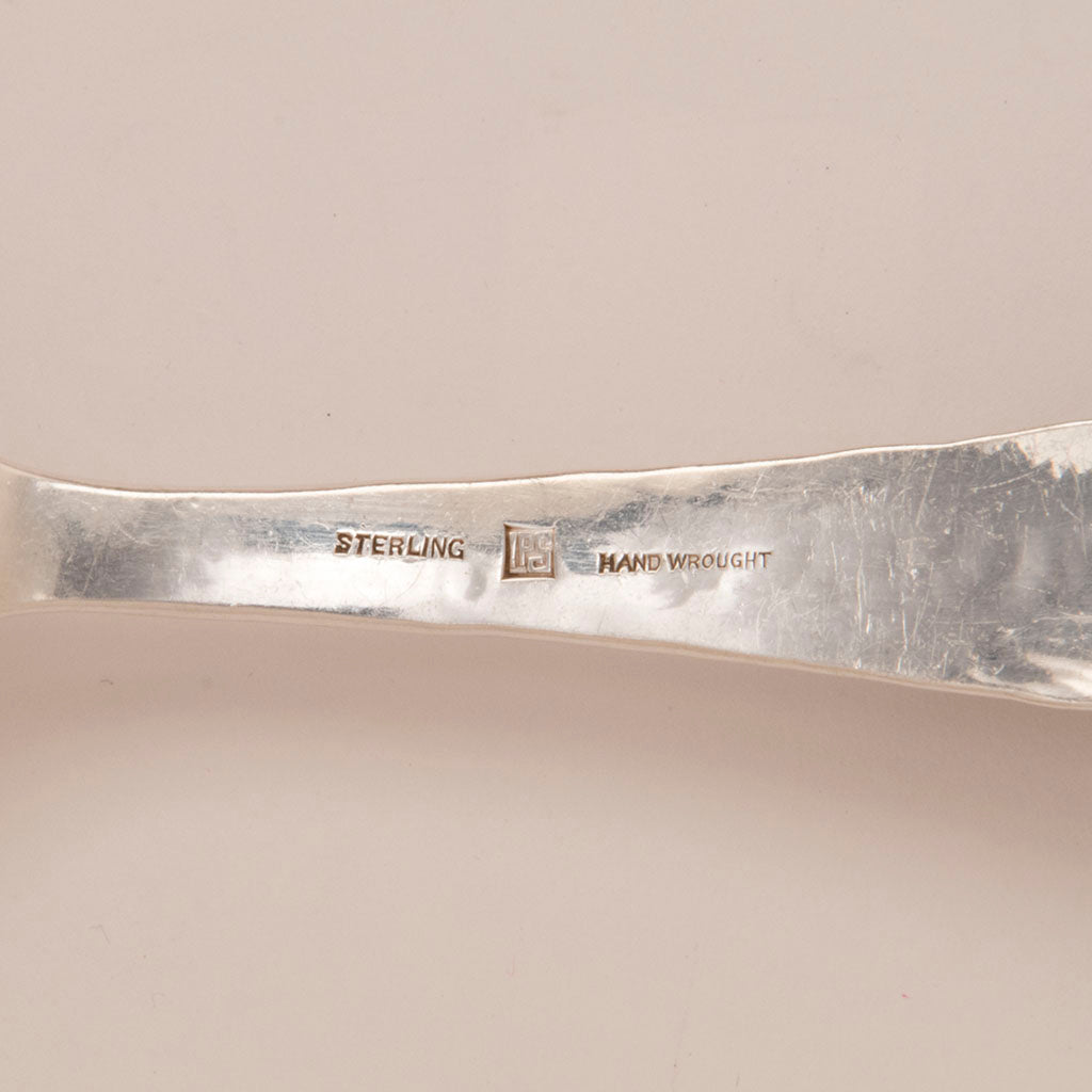 Marks on Schaeffer, Lona P. Arts and Crafts Sterling Silver Salad Servers, NYC, c. 1930&#39;s