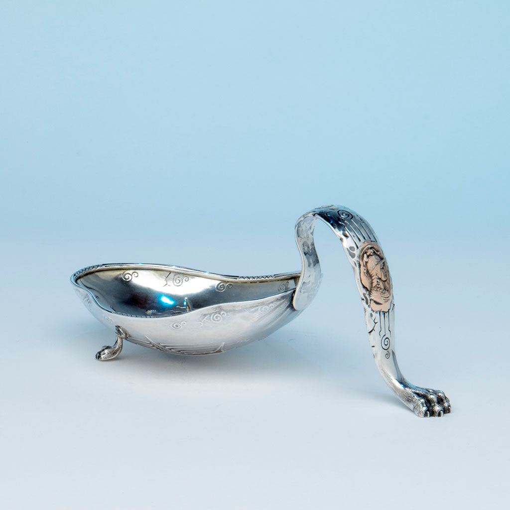 Shiebler Antique Sterling and 14k Medallion Bonbon Dish, NY, c. 1880's