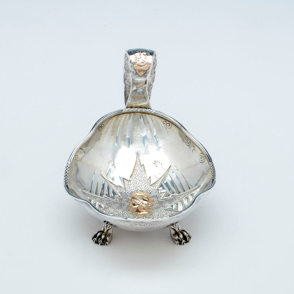 Front of Shiebler Antique Sterling and 14k Medallion Bonbon Dish, NY, c. 1880&#39;s