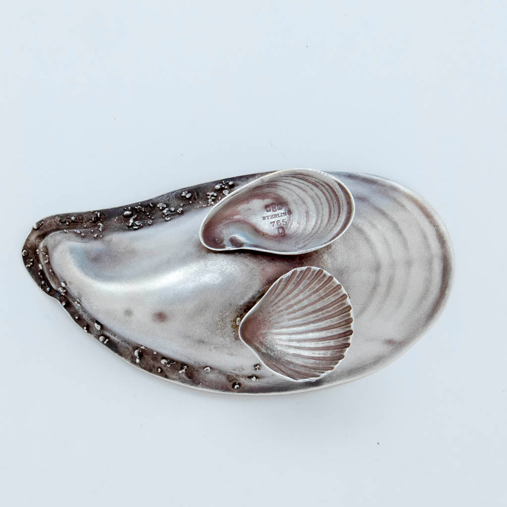 Bottom of Gorham Antique Sterling Silver Salted Almond Dish with Serving Spoon, Providence, Ri, 1881