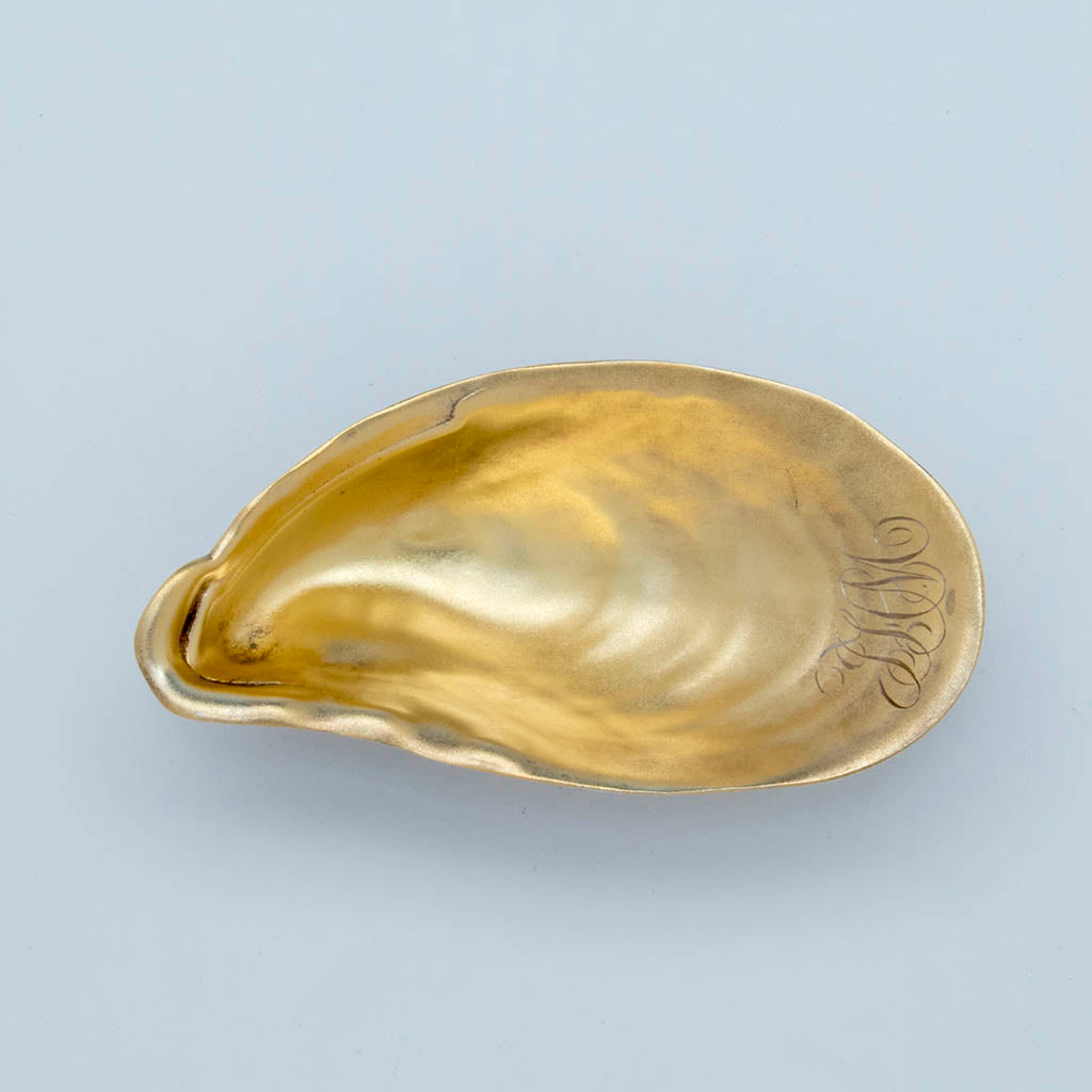 Dish interior of Gorham Antique Sterling Silver Salted Almond Dish, Providence, Ri, 1881