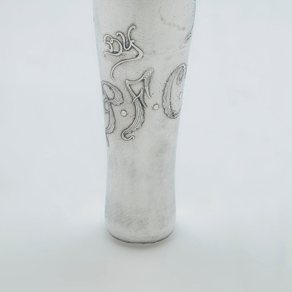 Presenter of Whiting Antique Sterling Silver Equestrian Trophy Flask, NYC, NY, 1886