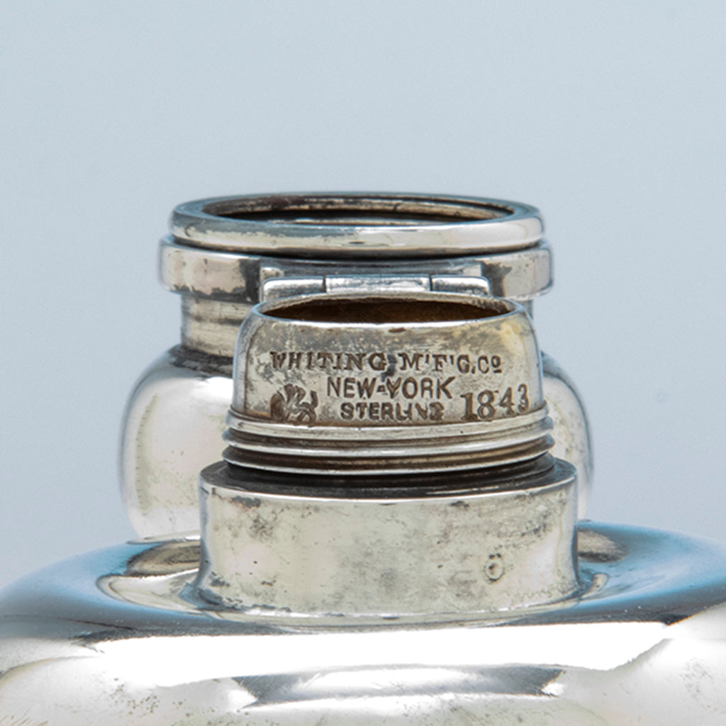 Marks on Whiting Antique Sterling Silver Equestrian Trophy Flask, NYC, NY, 1886