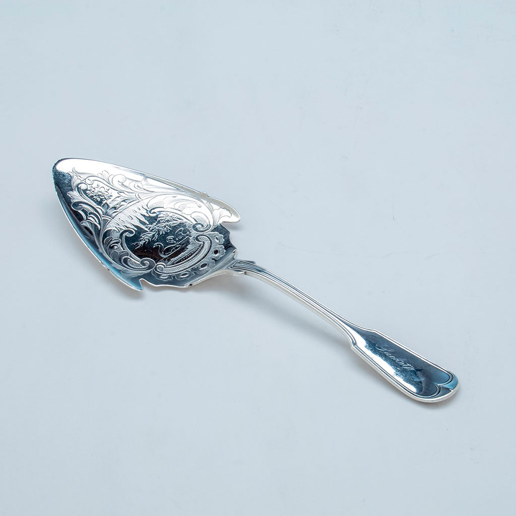 Aiken and Coon Antique Coin Silver Pie Server, Cincinnati, OH, c. 1860&#39;s