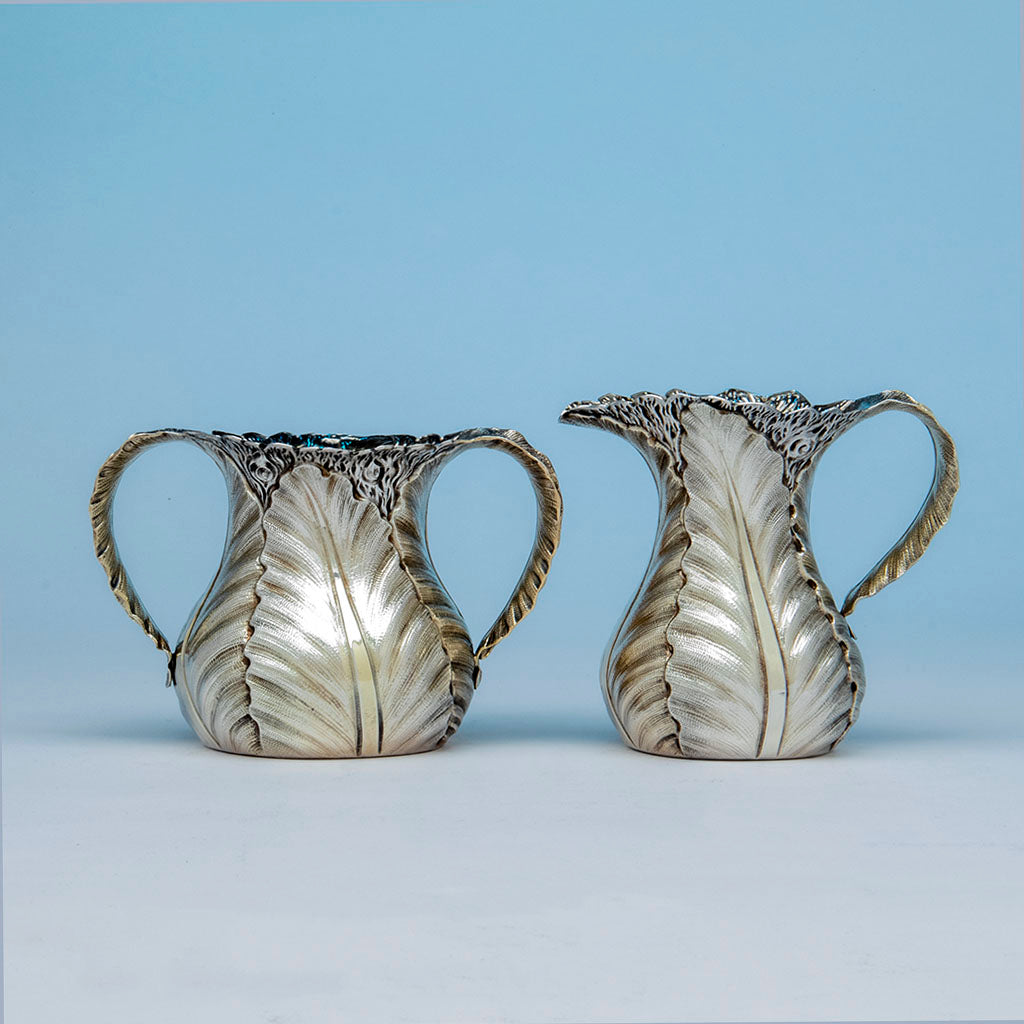 Durgin Antique Sterling Silver Aesthetic Movement Creamer and Sugar, Concord, NH, c. 1880&#39;s