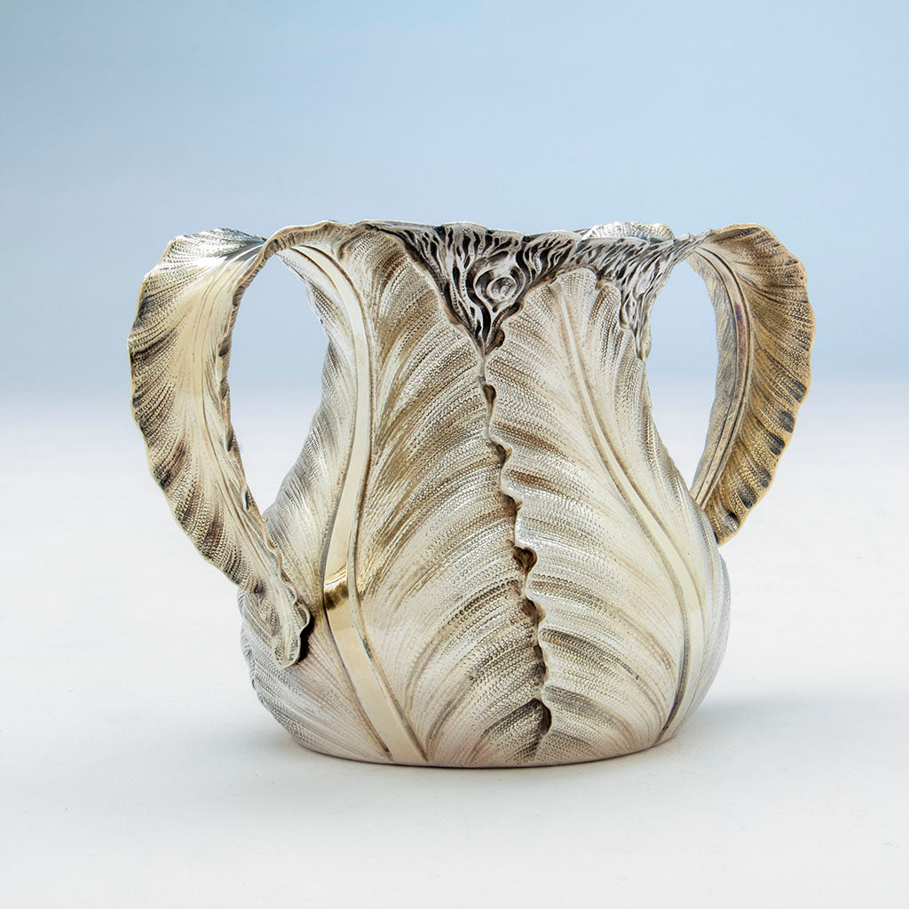 Chasing details on Durgin Antique Sterling Silver Aesthetic Movement Creamer and Sugar, Concord, NH, c. 1880&#39;s