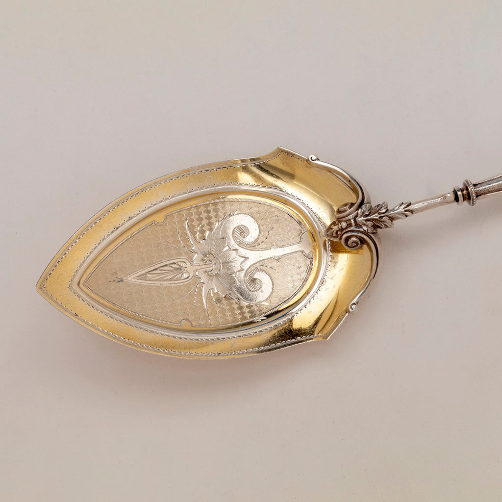Blade to Wood &amp; Hughes Antique Sterling Silver Figural Pie server, NYC, NY, c. 1870