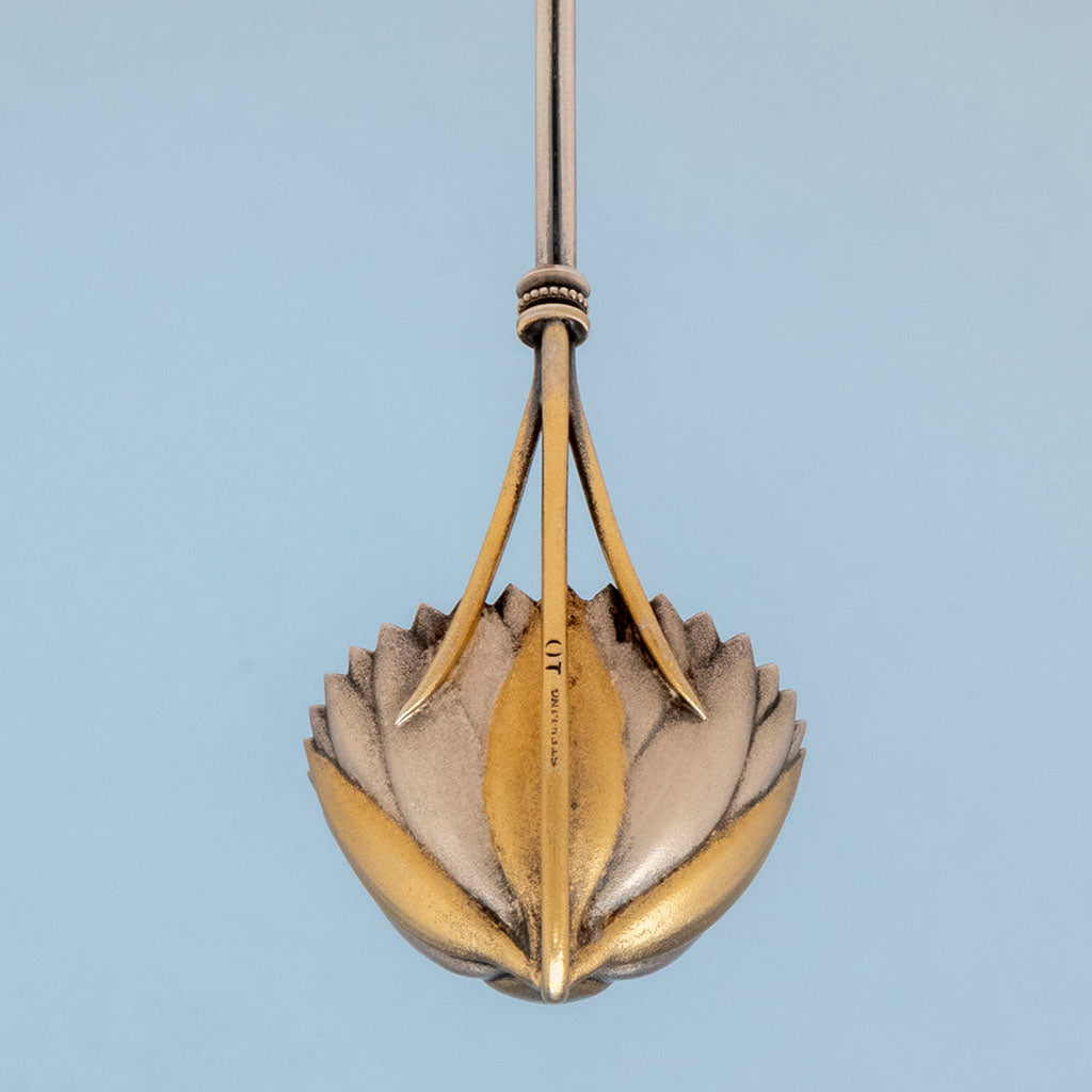 Marks on Whiting (attr) Antique Sterling Silver Water Lily Sauce Ladle, NYC, NY, c. 1870s