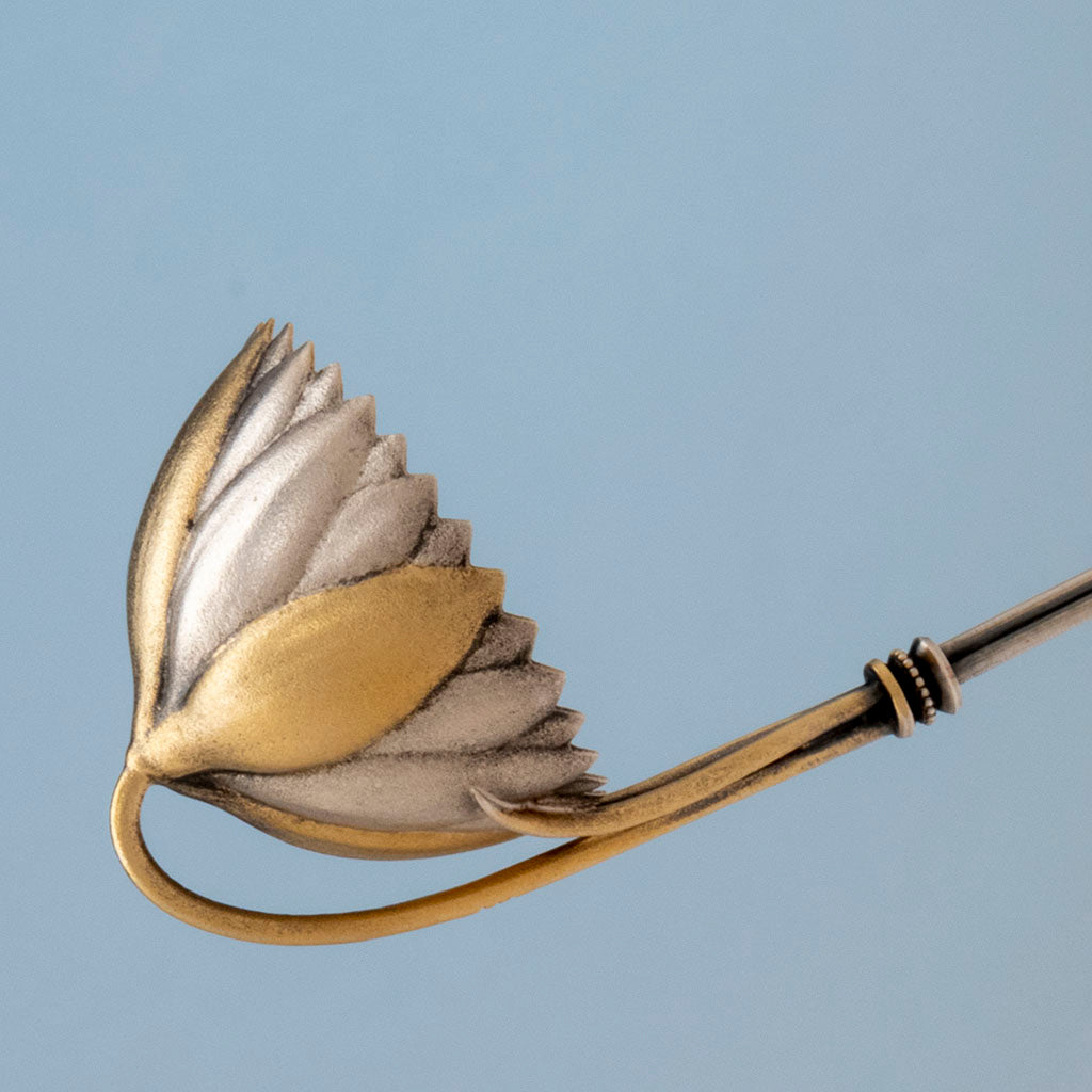 Bowl detail 2 of Whiting (attr) Antique Sterling Silver Water Lily Sauce Ladle, NYC, NY, c. 1870s
