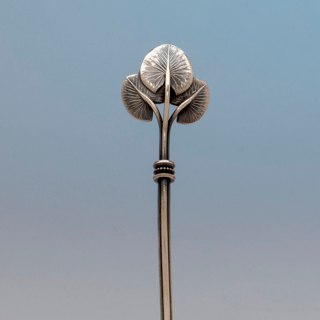 Handle to Whiting (attr) Antique Sterling Silver Water Lily Sauce Ladle, NYC, NY, c. 1870s