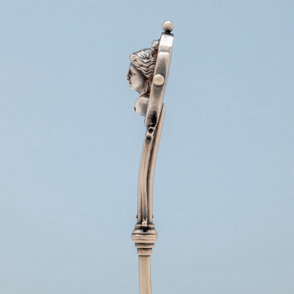 Profile of Wood and Hughes Sterling Silver Medallion Gravy Ladle, NYC, NY, c. late 1860s
