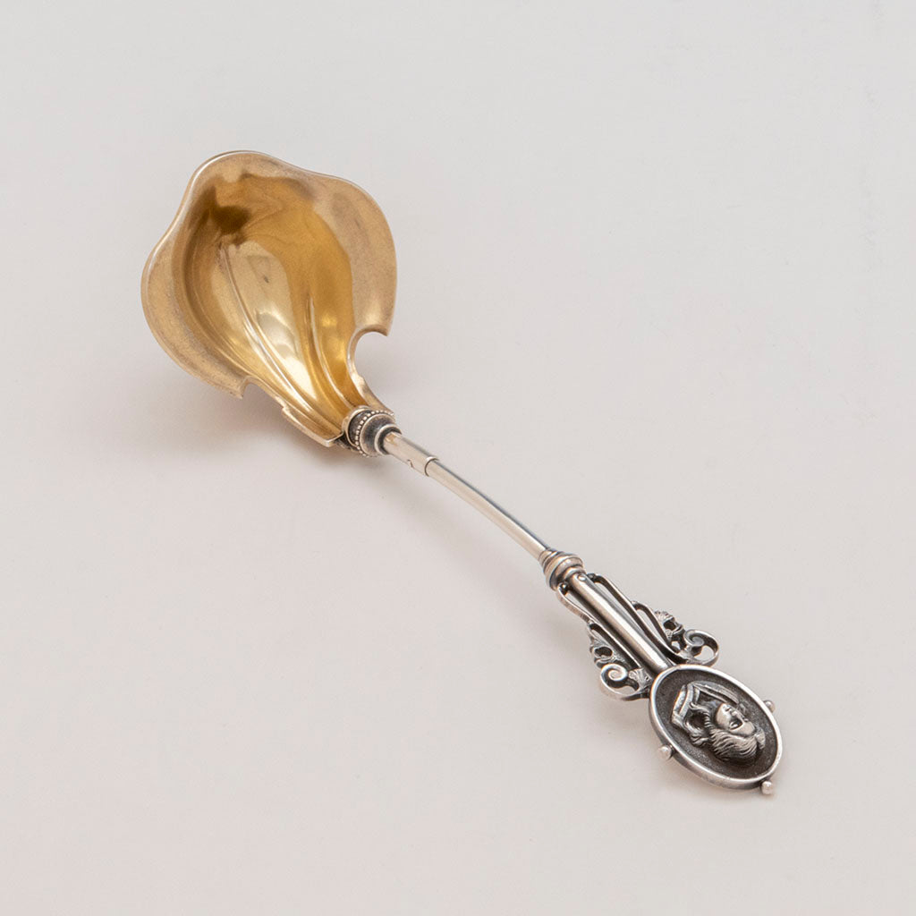 Wood and Hughes Coin Silver Medallion Gravy Ladle, NYC, NY, c. late 1860s