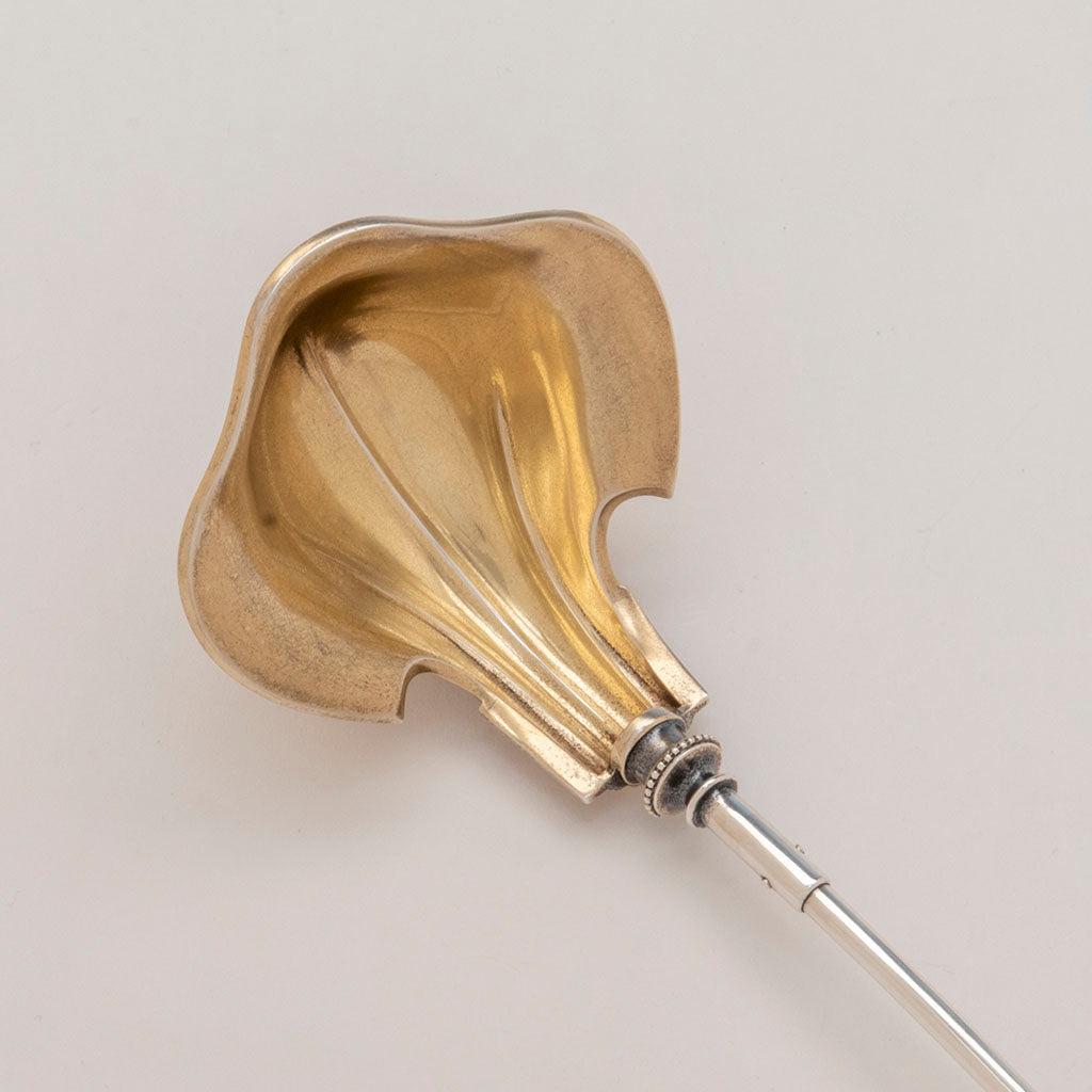Bowl of Wood and Hughes Coin Silver Medallion Gravy Ladle, NYC, NY, c. late 1860s