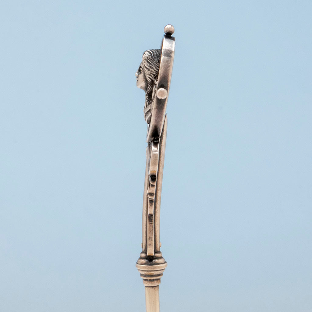 Profile of Wood and Hughes Coin Silver Medallion Gravy Ladle, NYC, NY, c. late 1860s