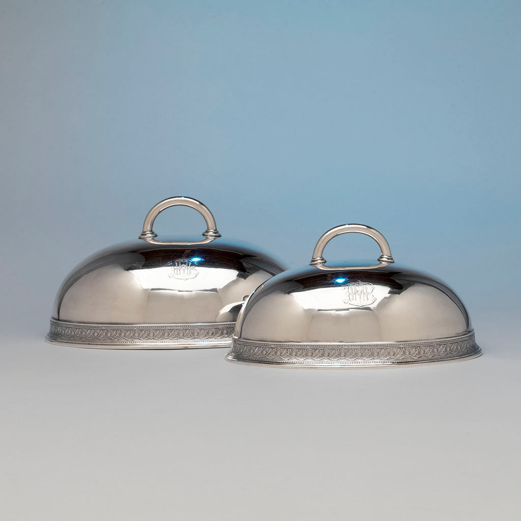 Dome covers of Whiting Antique Sterling Silver Coffee and Table Service, NYC, NY, c. 1880