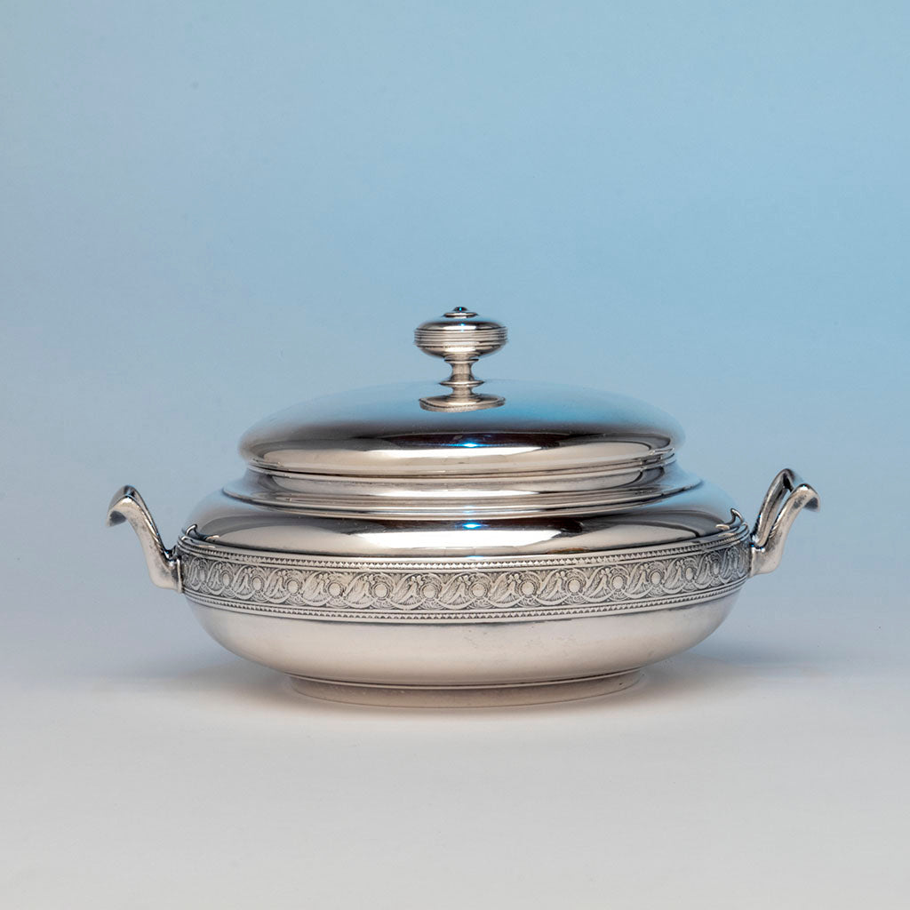 Covered vegetable of Whiting Antique Sterling Silver Coffee and Table Service, NYC, NY, c. 1880
