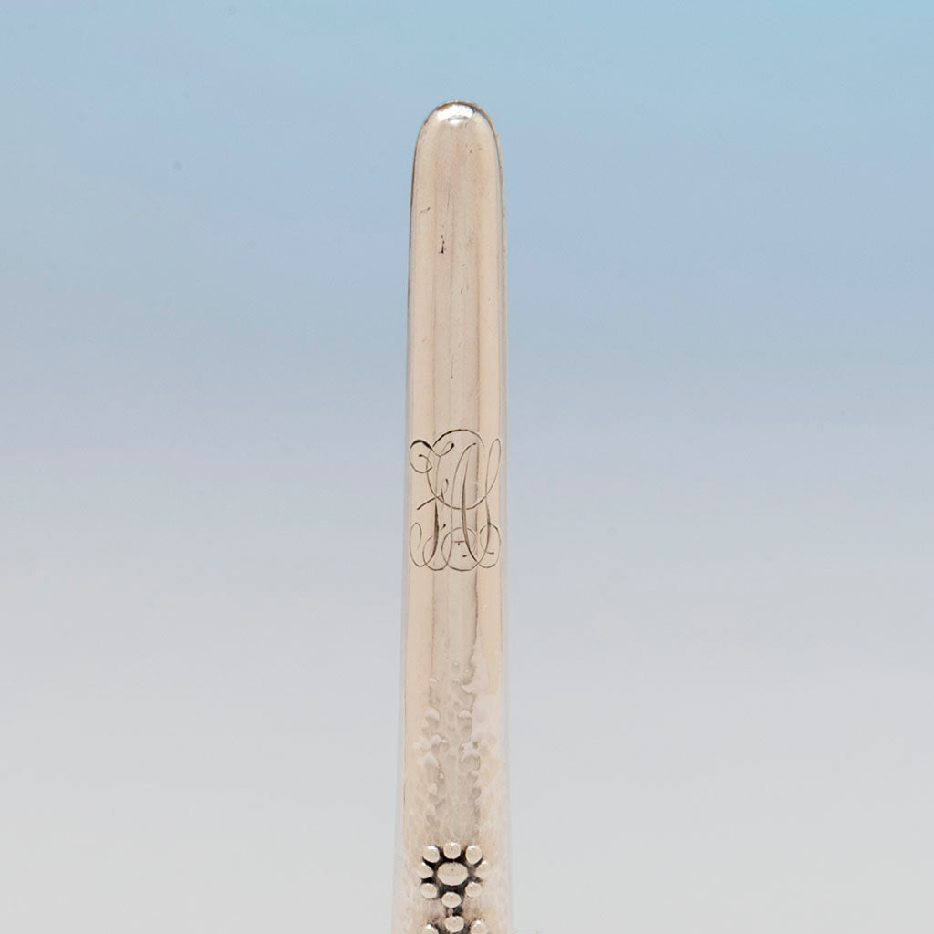 Monogram on Whiting Antique Sterling Silver Glove Stretchers design attributed to Charles Osborne, NYC, NY, c. 1880s