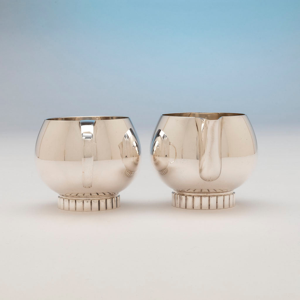 Frank W. Smith Silver Co. Mid-Century Modern Sterling Silver Tea or Coffee Set, Gardner, MA, c. 1950