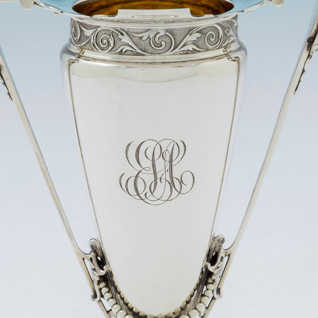Monogram on Gorham Antique Coin Silver Vase, Providence, RI, 1861-1867