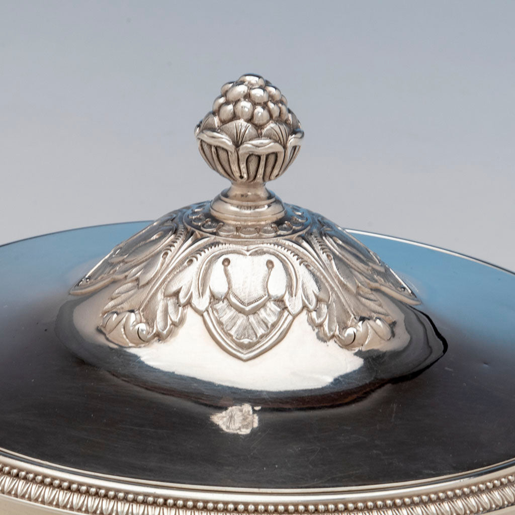 Pair of Thomas Fletcher Antique Coin Silver Sauce Tureens, Philadelphia, PA, 1830-40