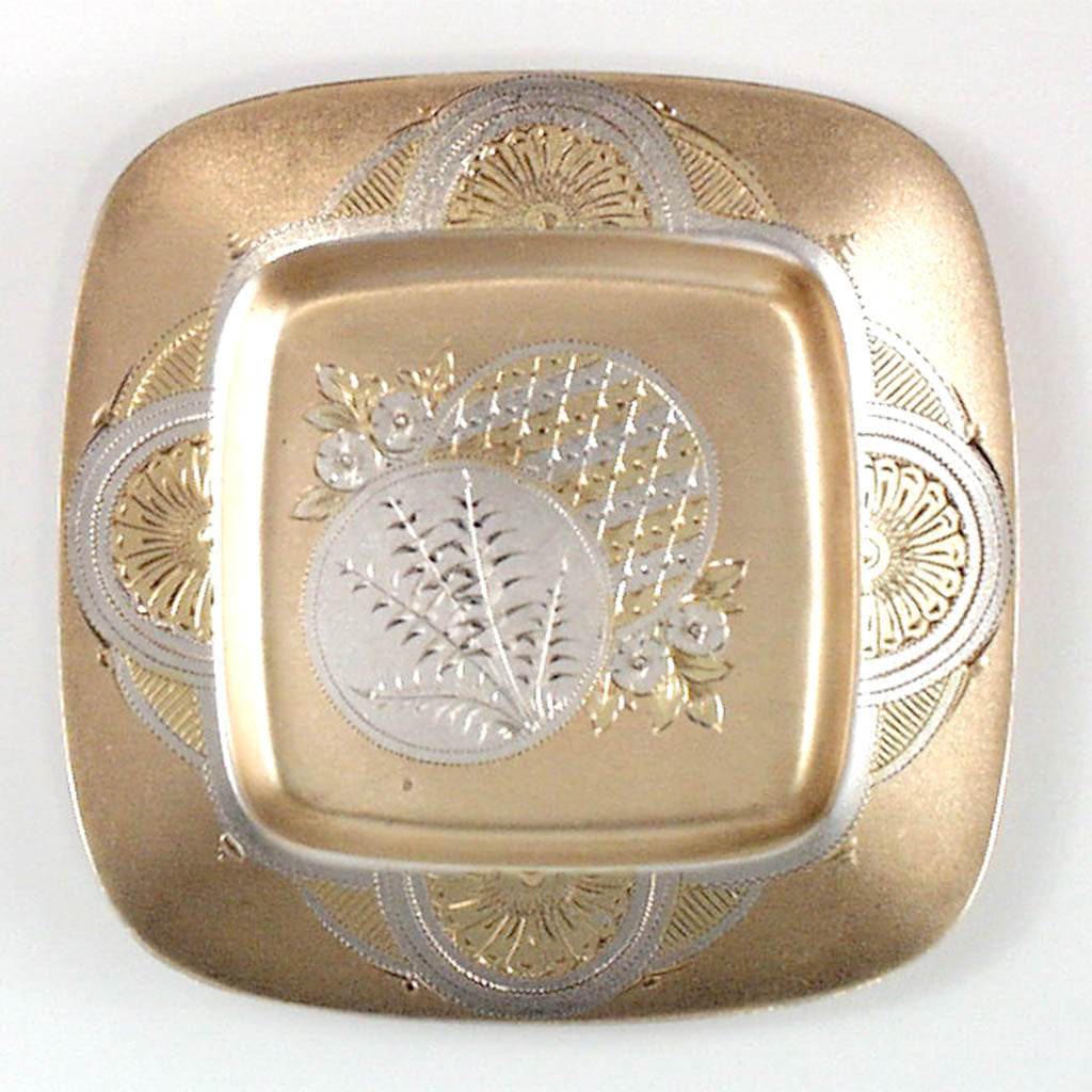 Example D of Gorham Japanesque Antique Parcel Gilt Butter Pats - set of 6, Providence, RI, 1880