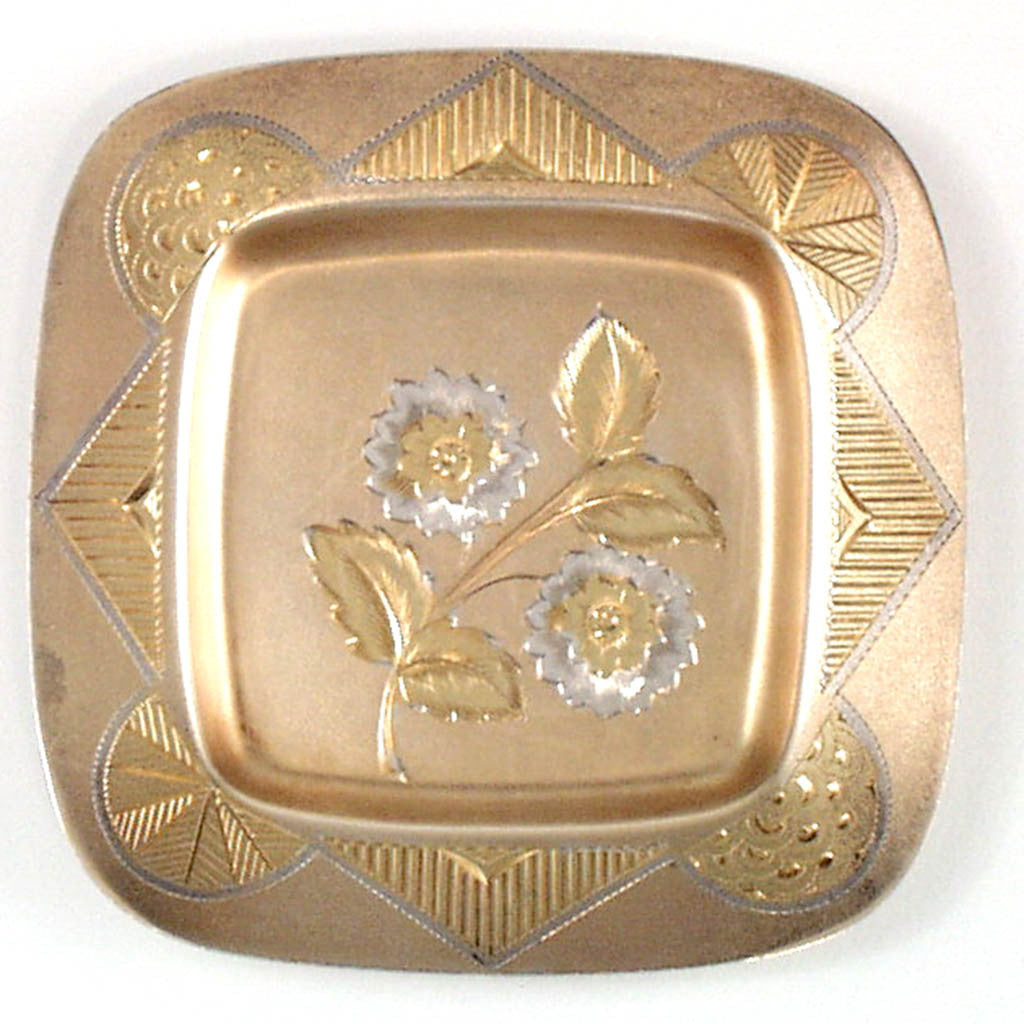 Example F of Gorham Japanesque Antique Parcel Gilt Butter Pats - set of 6, Providence, RI, 1880