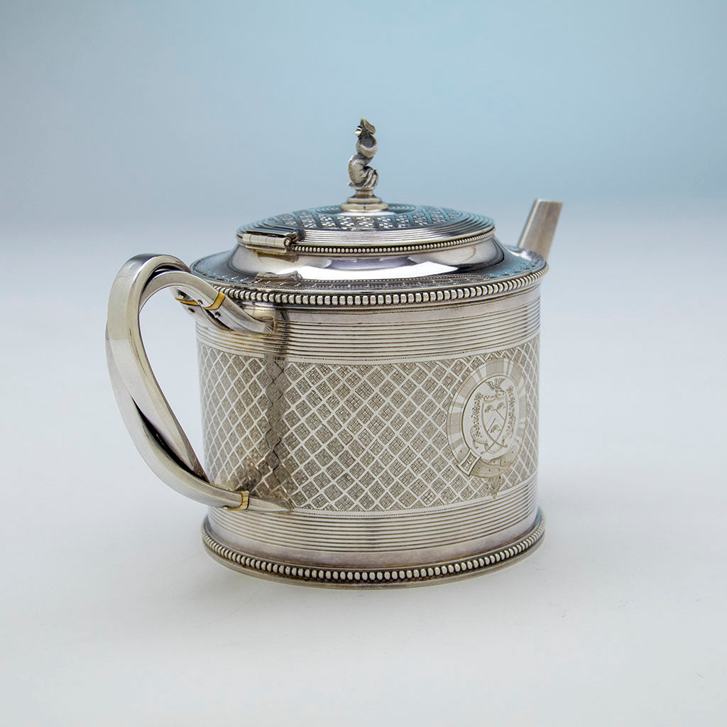 Pot handle to William Bogert Antique Sterling Silver Tea/ Coffee Set, NYC, NY, c. 1870