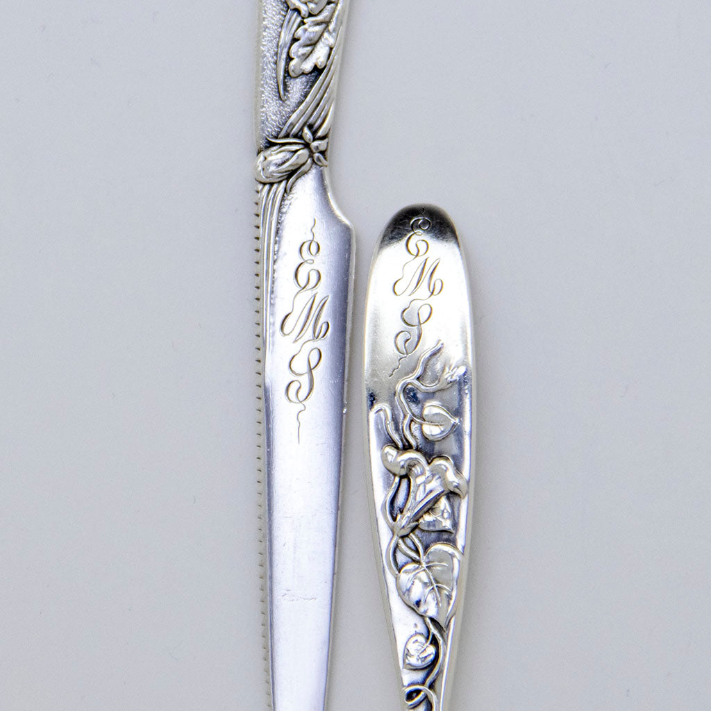 Monograms on Tiffany &amp; Co &#39;Vine&#39; Pattern Antique Sterling Silver Fruit Service, NYC, NY, c. 1880&#39;s