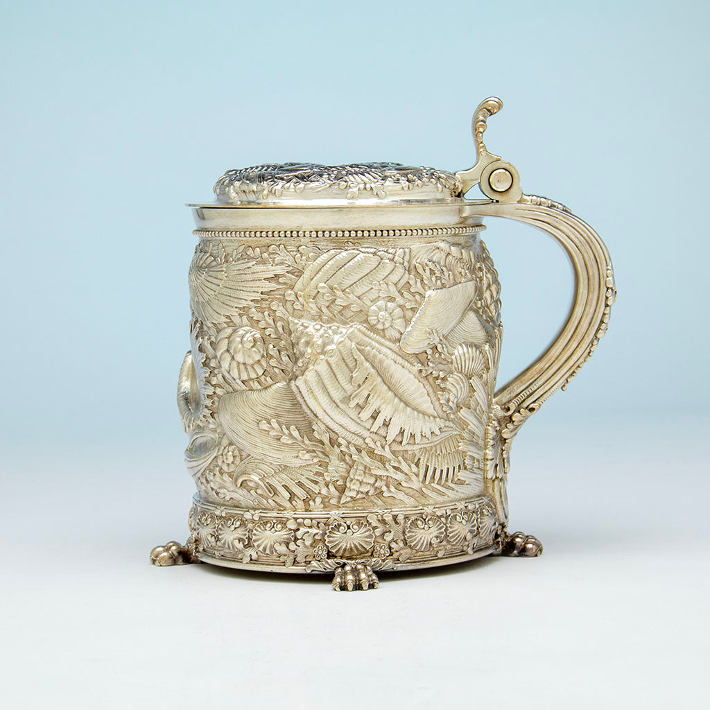 Tiffany & Co. Sterling Silver Massive Nautical Covered Tankard, NYC, NY, c. 1885