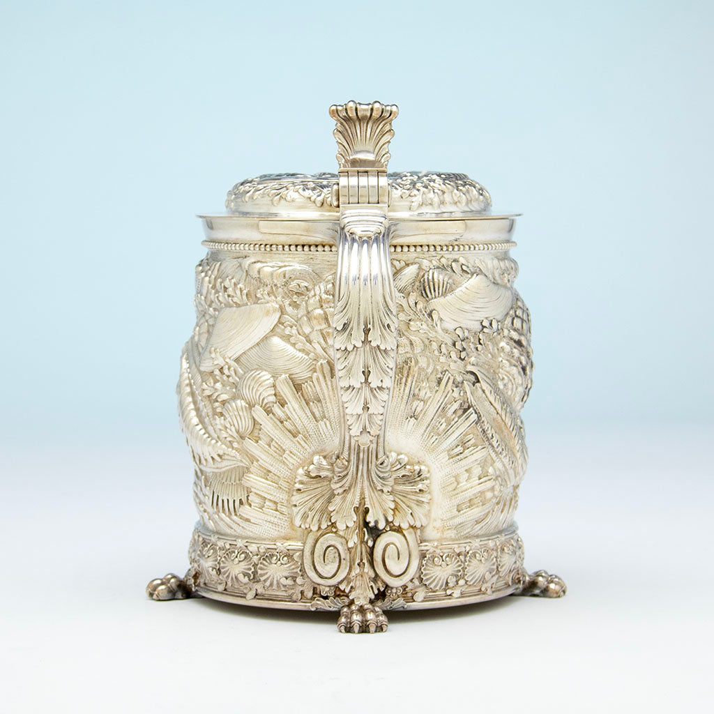 Handle to Tiffany &amp; Co. Sterling Silver Massive Nautical Covered Tankard, NYC, NY, c. 1885