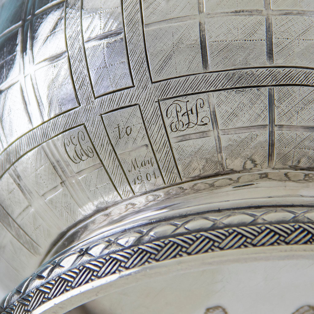 Later presentation on George IV Sterling Covered Tankard, James Craddock, William Ker Reid, London, 1821/22