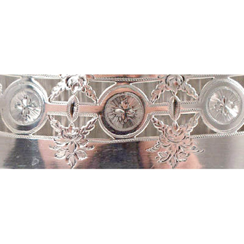 Frame detail of Peter &amp; Ann Bateman Antique Sterling and Crystal Cruet Set, London, 1795/96