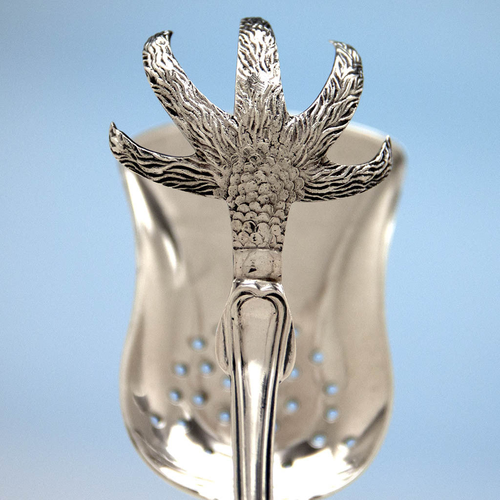 Grips to William Tenney Antique Coin Silver Ice Tongs, New York City, c. 1840&#39;s
