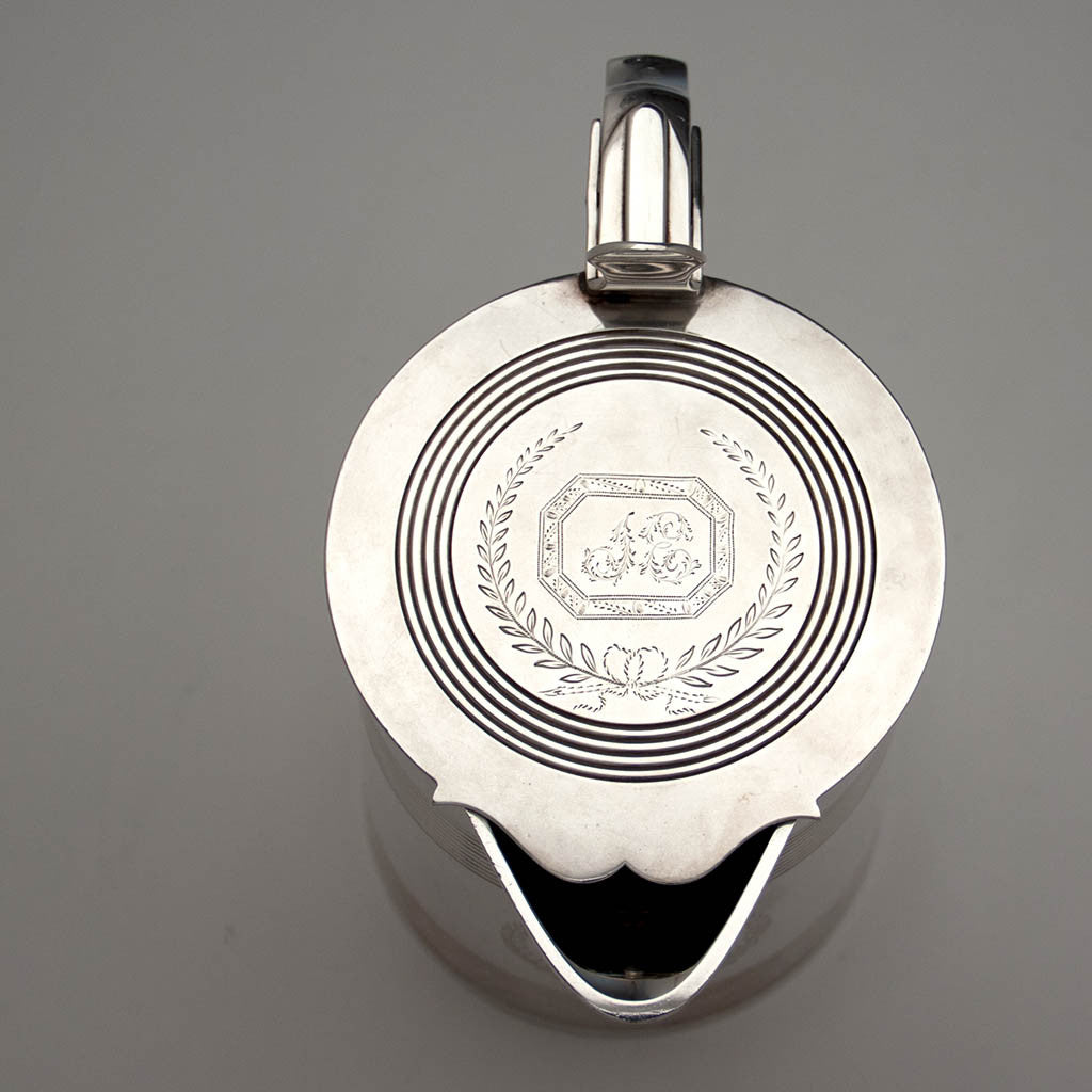 Top of Bailey &amp; Co. Antique Coin Silver Covered Jug, Philadelphia, PA, c. 1840&#39;s