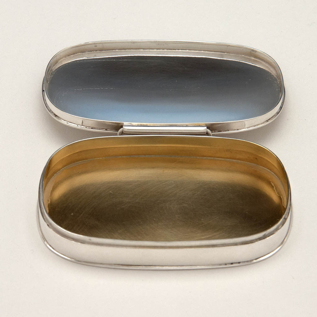 Interior of Stone Associates Sterling Silver Arts &amp; Crafts Pill Box, c. 1940