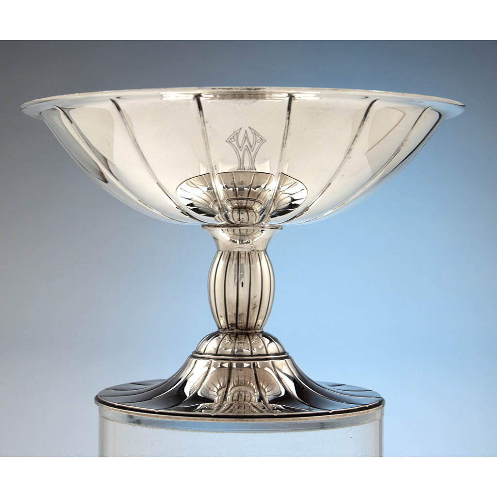 Erik Magnussen for Gorham Large Covered Centerpiece Compote with Ebony Finial, Providence, RI, 1926