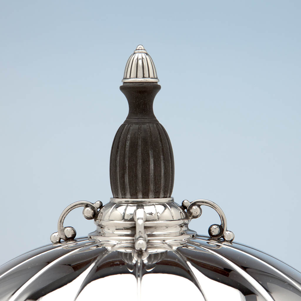 Erik Magnussen for Gorham Large Covered Centerpiece Compote with Ebony Finial, Providence, RI, 1926
