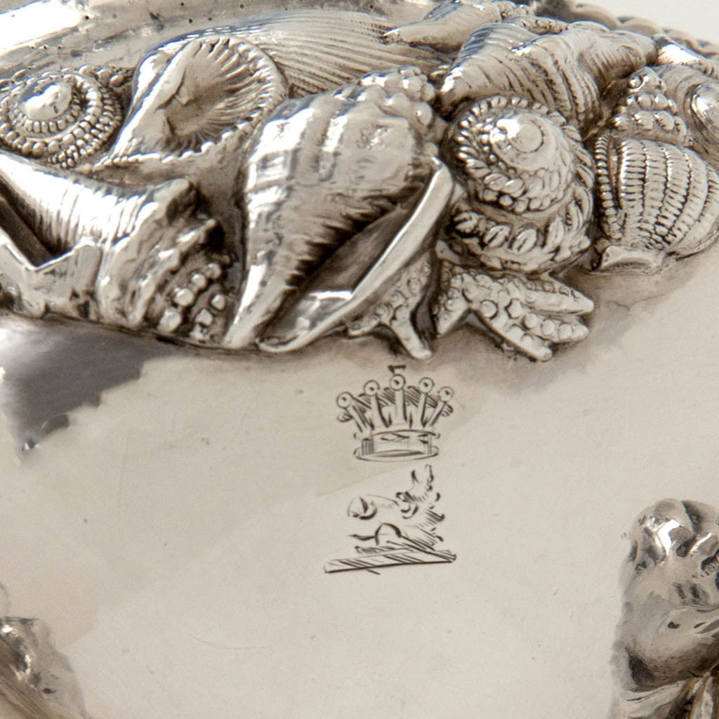 Crest on Paul Storr Pair of Antique English Sterling Silver Master Salts, London - 1819/20
