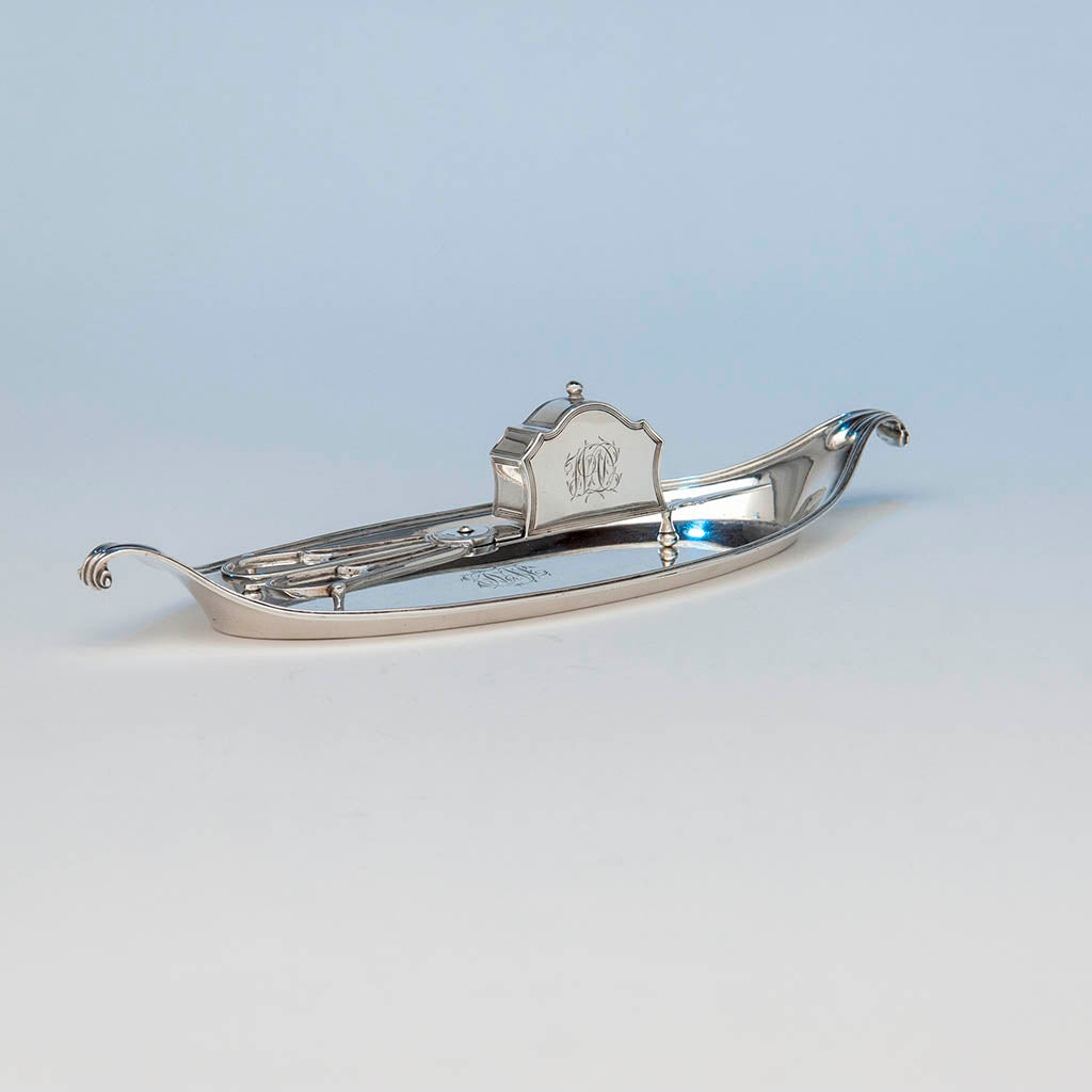 English George III Antique Sterling Silver Candle Snuffer by Abstainando King with Original Tray by Wilkes Booth, London 1795/96 &amp; 1796/97