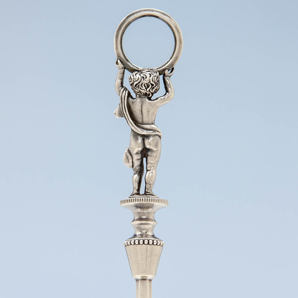 Back of Wood &amp; Hughes Antique Sterling Silver Figural Ice Scoop, New York City, c. 1870&#39;s