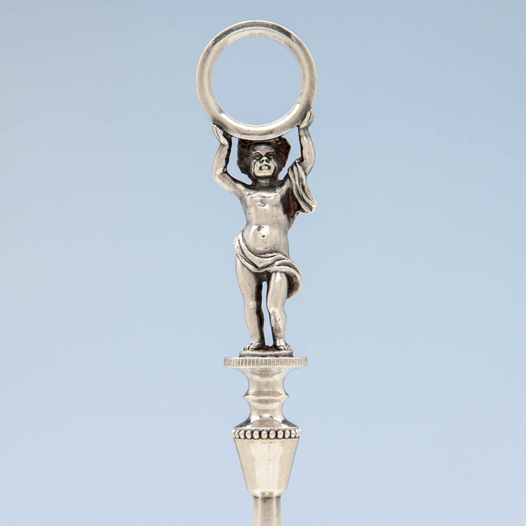 Front of Wood &amp; Hughes Antique Sterling Silver Figural Ice Scoop, New York City, c. 1870&#39;s