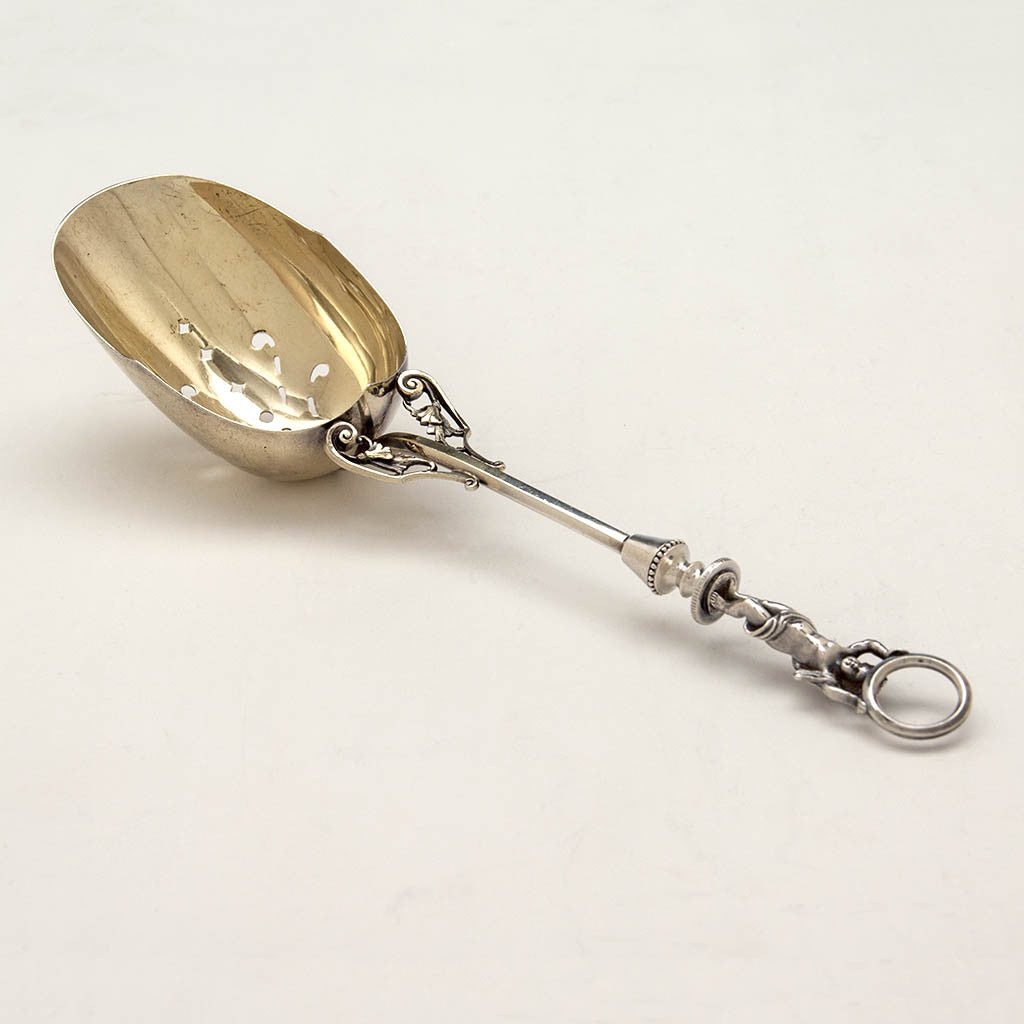 Wood & Hughes Antique Sterling Silver Figural Ice Scoop, New York City, c. 1870's