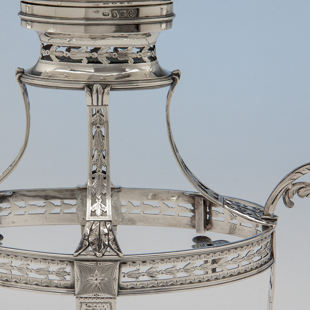 Midsection of Robert Hennell George III Antique Sterling Silver 7-Basket Epergne, London, 1787/88