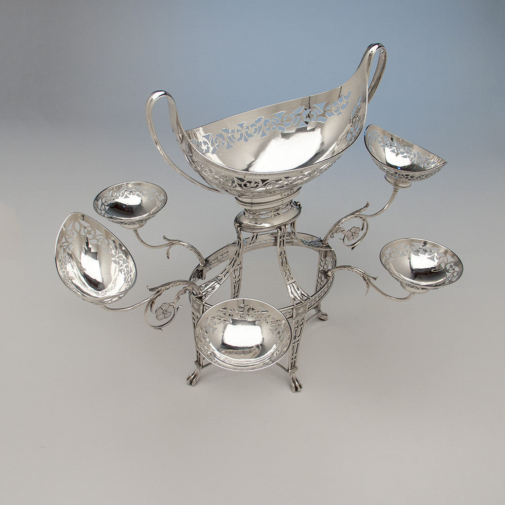 Robert Hennell George III Antique Sterling Silver 7-Basket Epergne, London, 1787/88