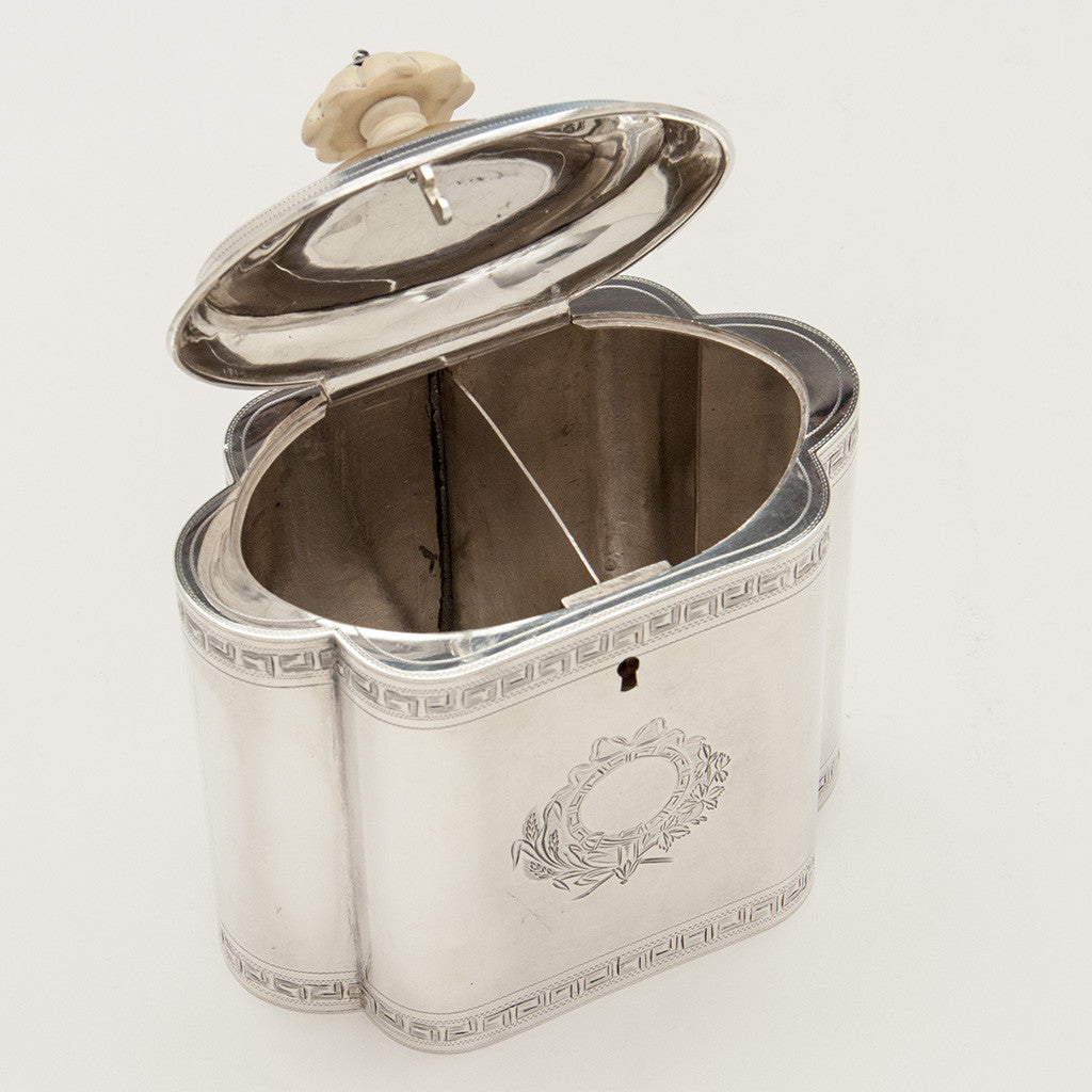 Tea Caddy Interior of Robert &amp; David Hennell, Henry Chawner George III Sterling Coffee and Tea Service, London 1795/96