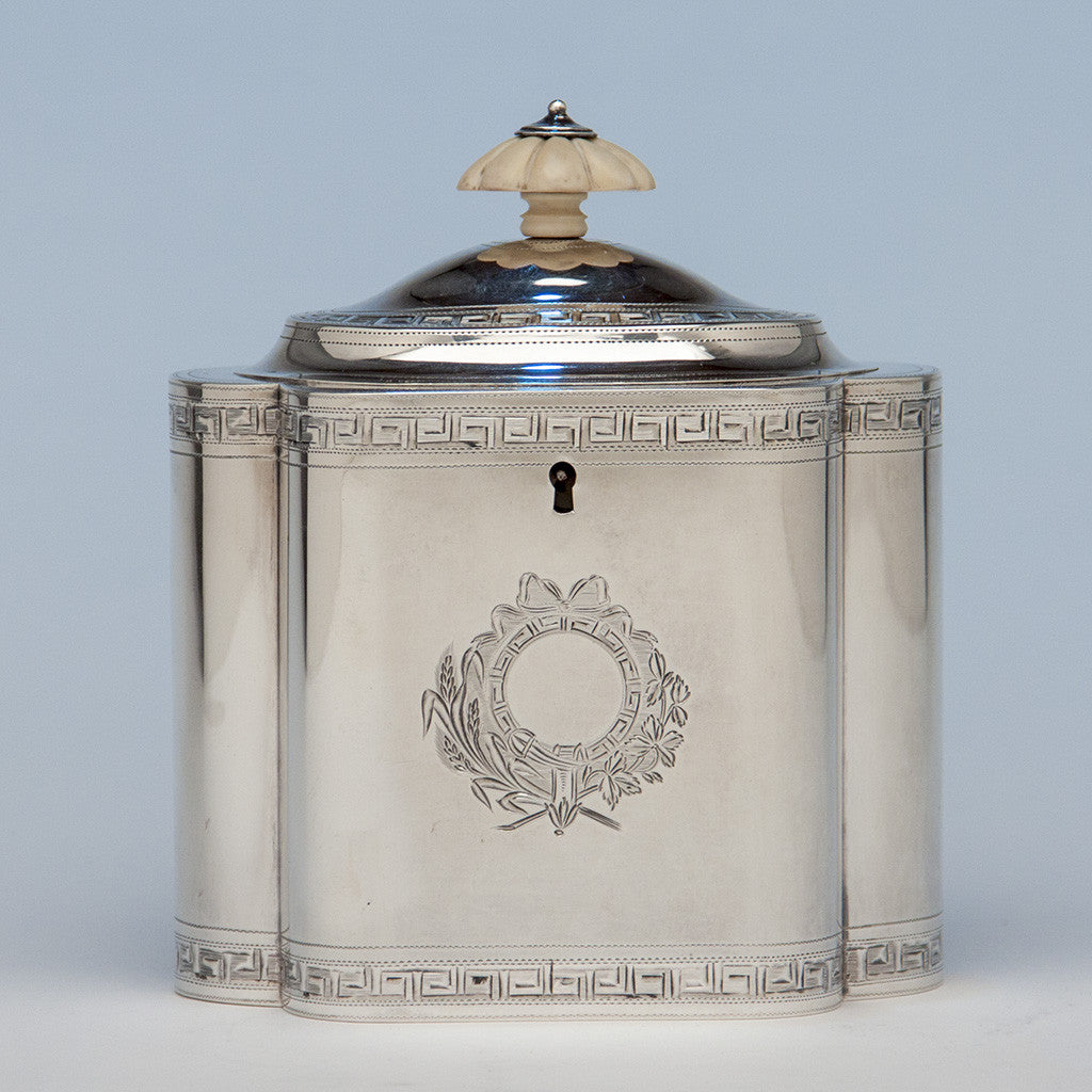 Tea Caddy to Robert &amp; David Hennell, Henry Chawner George III Sterling Coffee and Tea Service, London 1795/96