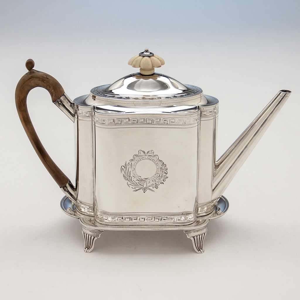 Teapot to Robert &amp; David Hennell, Henry Chawner George III Sterling Coffee and Tea Service, London 1795/96