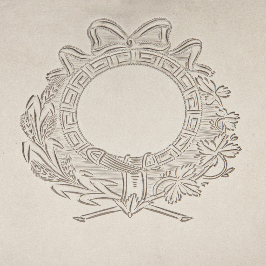 Engraving on Robert &amp; David Hennell, Henry Chawner George III Sterling Coffee and Tea Service, London 1795/96